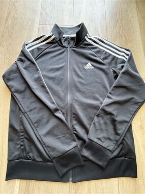 Adidas women’s Black Track Jacket with White Stripes